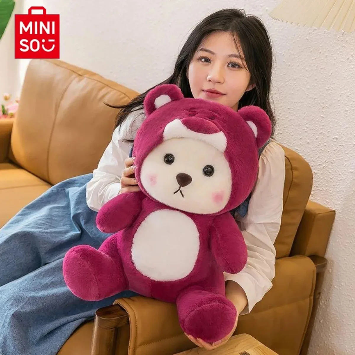 

MINISO Lina Bear Transform Into A Strawberry Bear Plush Toy Doll Cute Exquisite Decoration Girlfriend Festival Birthday Gift