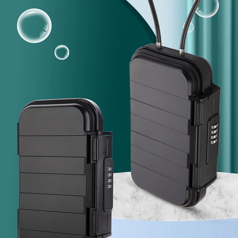 Lock Box, Phone Lock Box, Security Lock Box, Transparent Outdoor Waterproof Travel Safe,Password Beach Box Durable ,Black