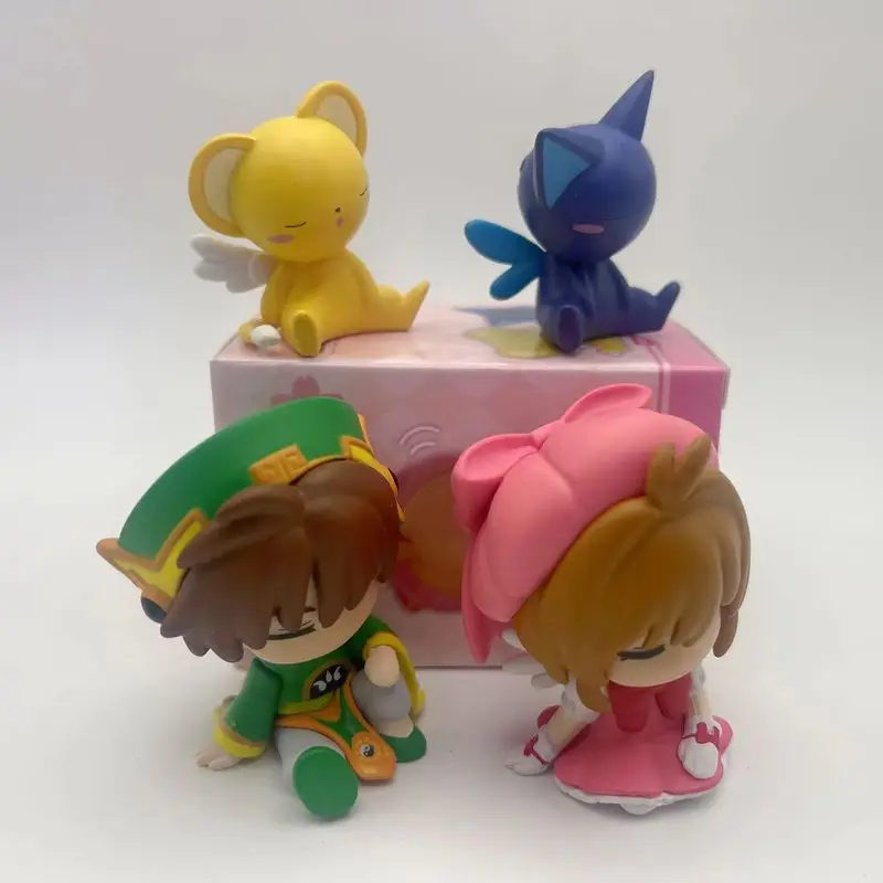 Cardcaptor sakura dormindo ombro a ombro japonês torcido ovo versão q li syaoran keroberos anime figura decoração brinquedos presente