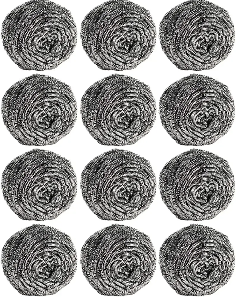 

Steel Wool Scrubber Pads for Cleaning Dishes Pans Pots Ovens Grills Sinks Pack of 12