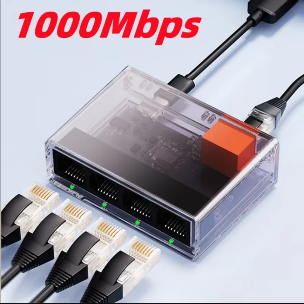 

1000Mbps 5 Port Ethernet Switch Gigabit Ethernet Smart Switcher RJ45 Hub Internet Splitter for Router PC Lan Full/Half Duplex