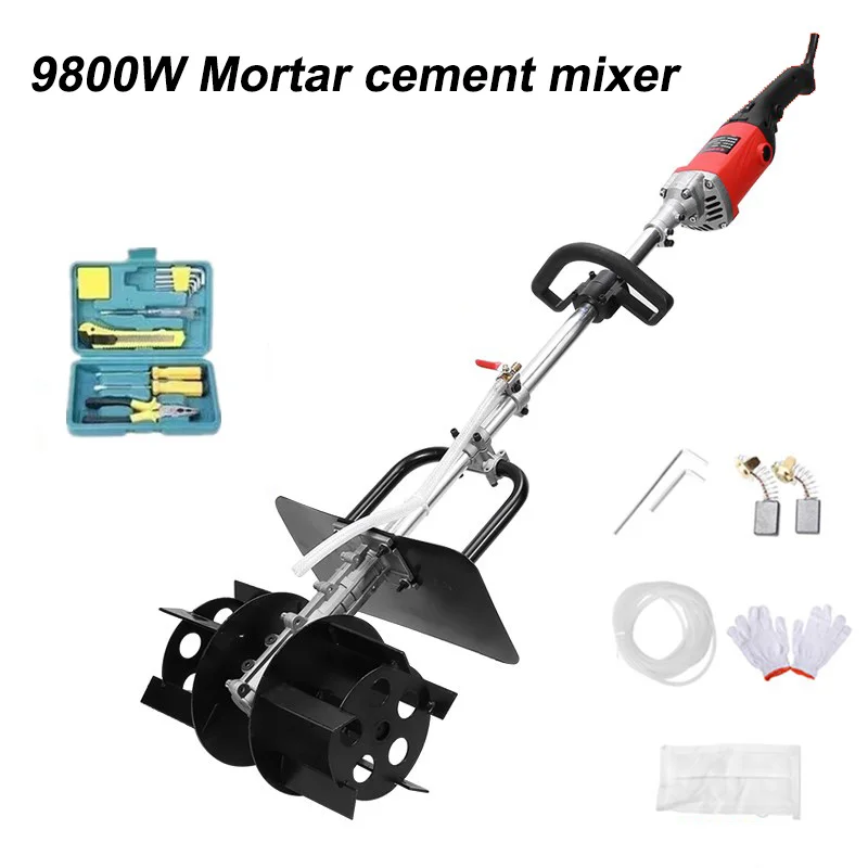 9800W Mortar Cement Mixer Cement Concrete Blender  High Power Equipment Home Lime Sand Paving Electric Mortar Mix Ash Tool