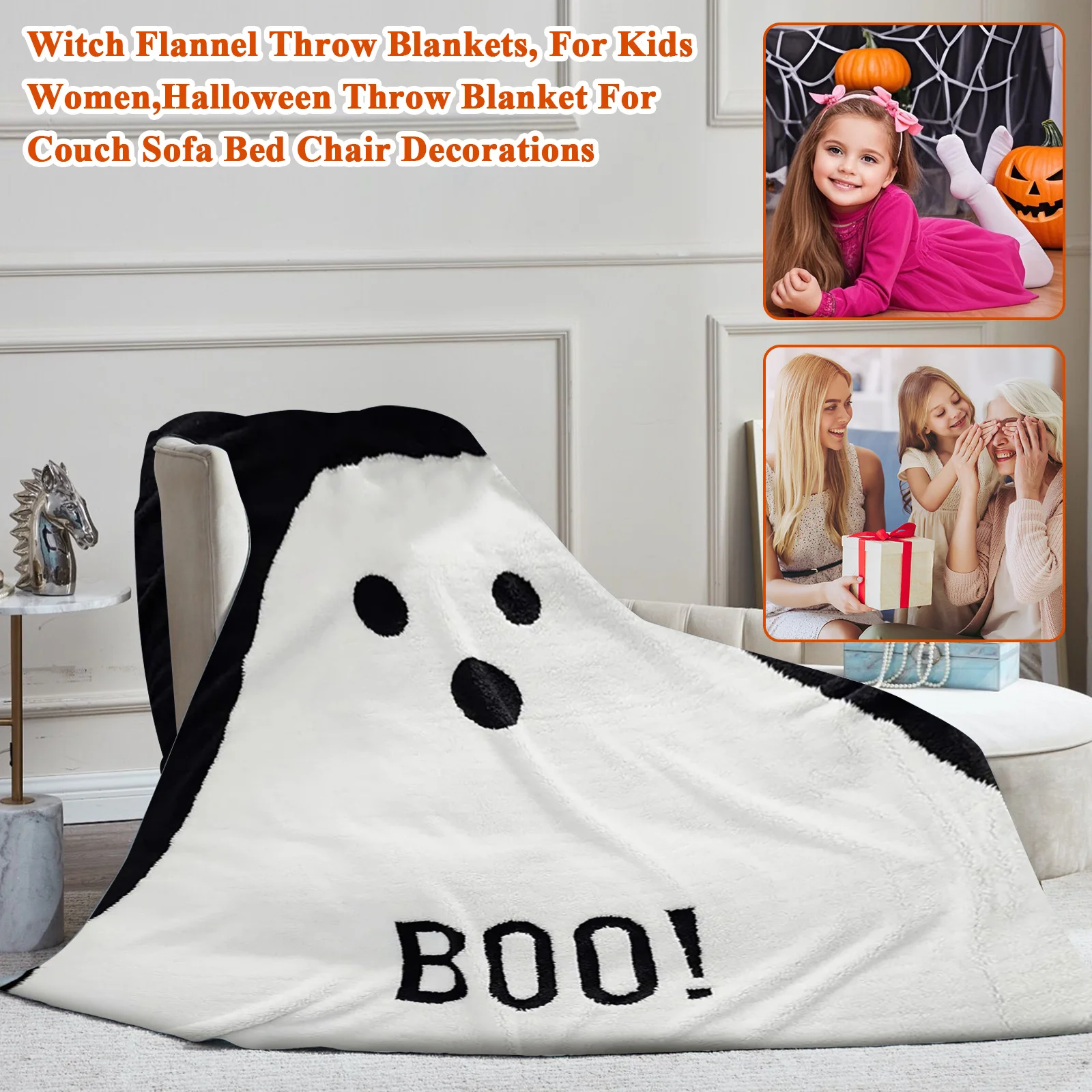 Boohalloween رمي بطانية لينة خفيفة الوزن الفانيلا الرعب القوطية البطانيات كابوس قبل عيد الميلاد جاك الكرتون لينة