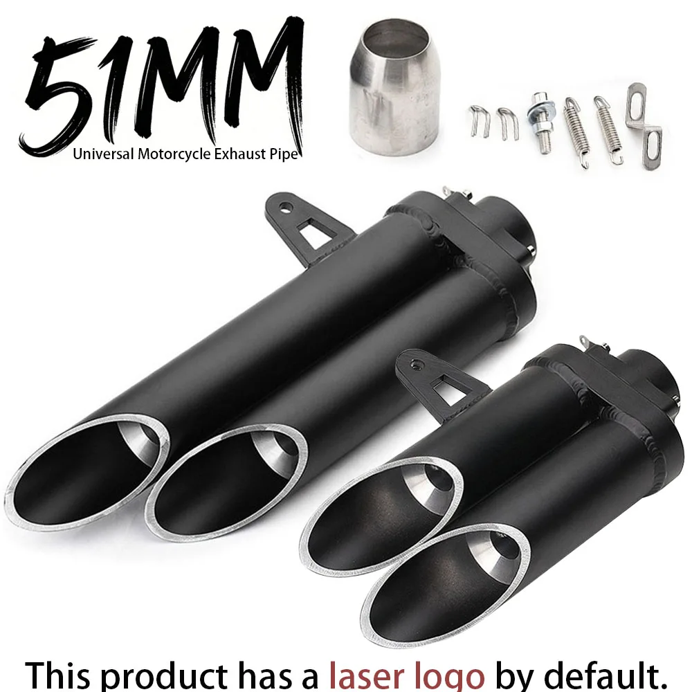 

Universal Modified Motorcycle Exhaust Pipe Suitable for 51MM Diameter Mid-section Stainless Steel Double Hole Exhaust Pipe