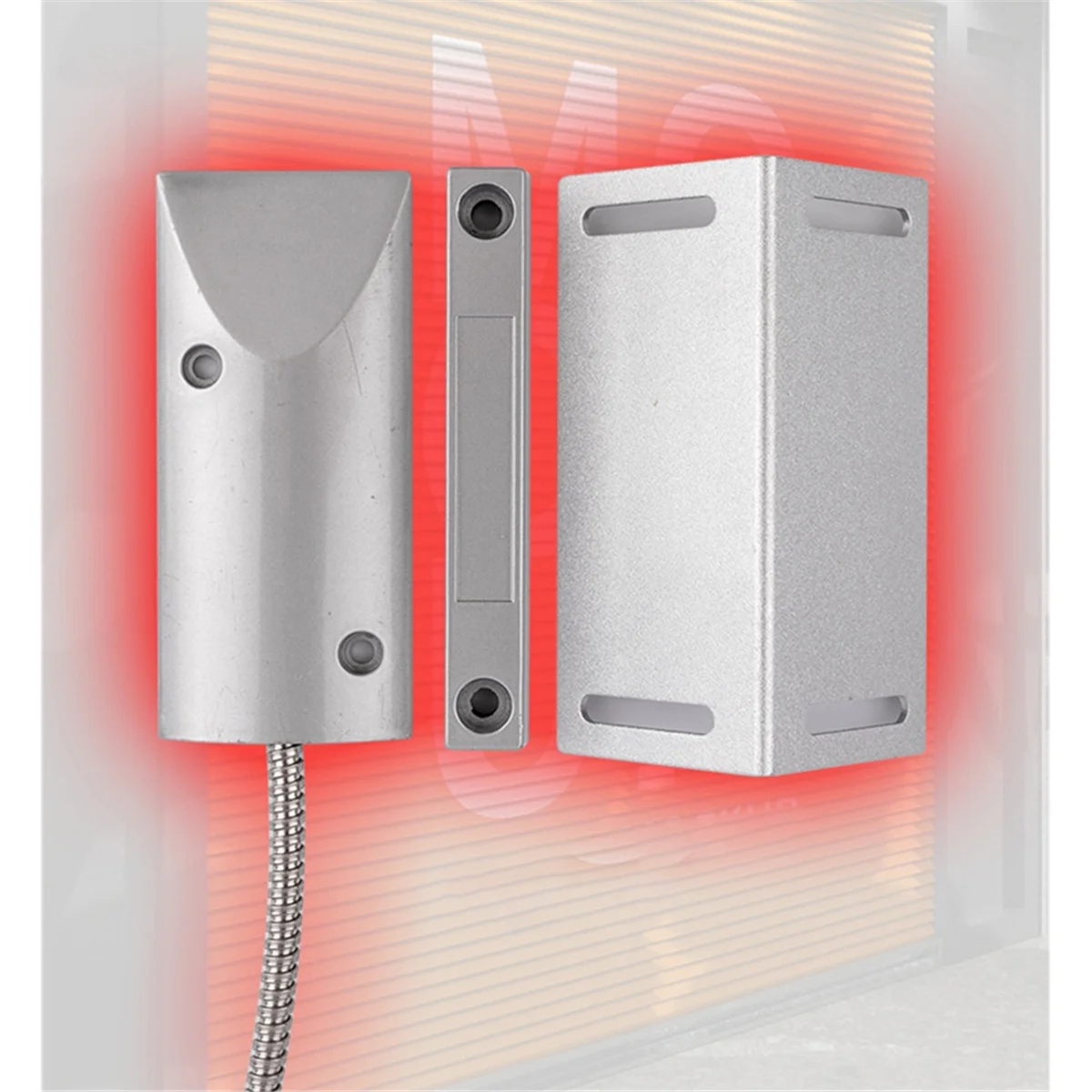 Aa25 2 conjuntos de contatos para porta de garagem, interruptor magnético com fio, sensor de alarme com fio blindado e suporte ajustável