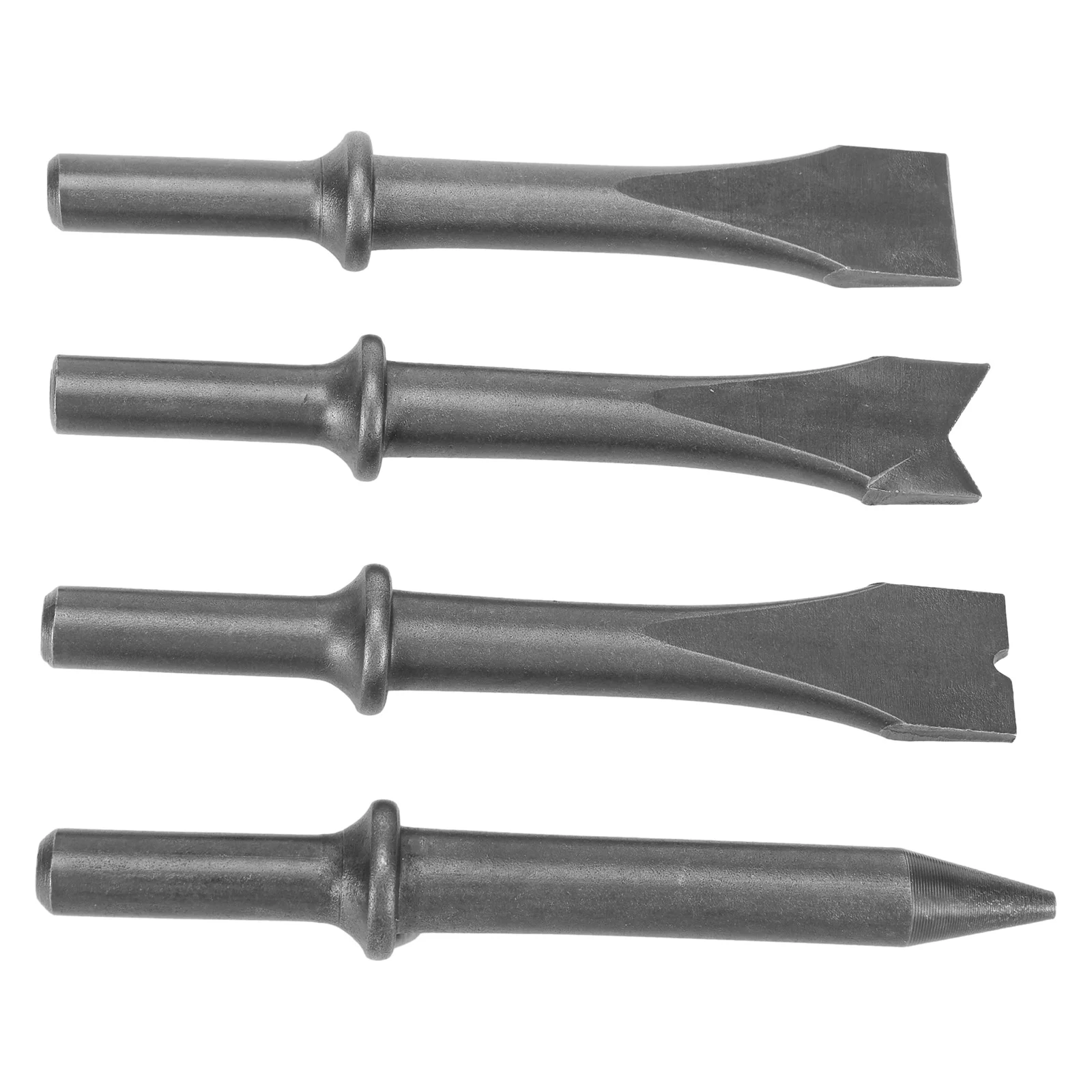 Set of four air chisel heads designed specifically to work efficiently with the model number one hundred fifty gas shovels