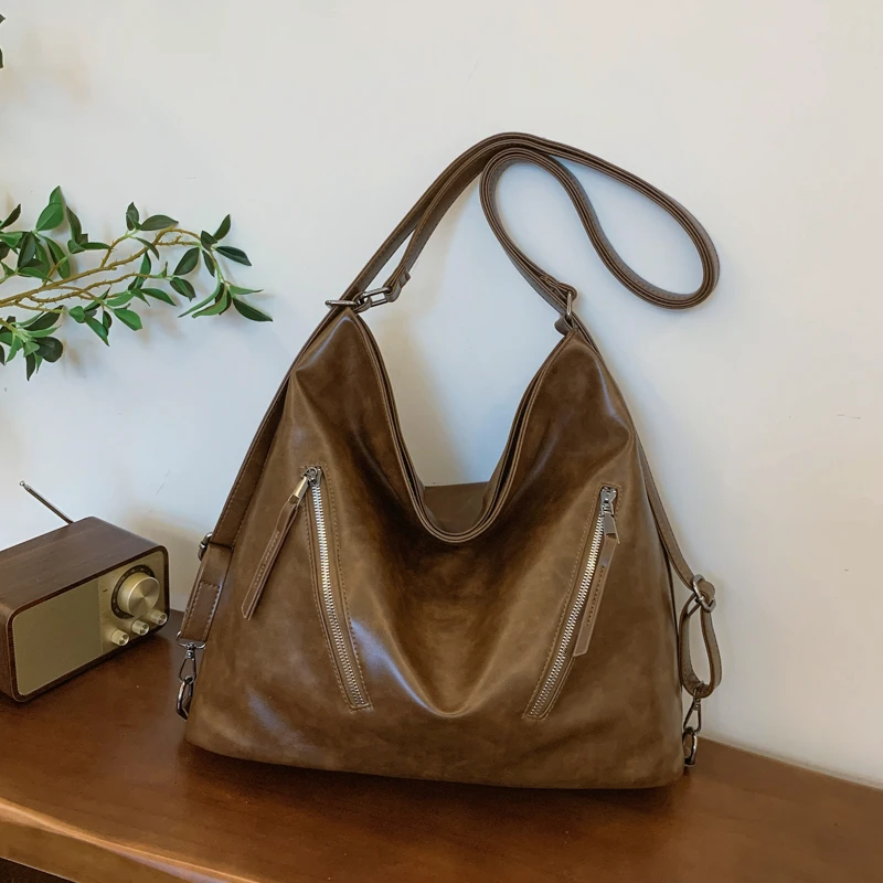

PU Solid Color Casual Crossbody Bags Zipper Simple Large Capacity 2025 New High Quality Bags for Women Shoulder Bags