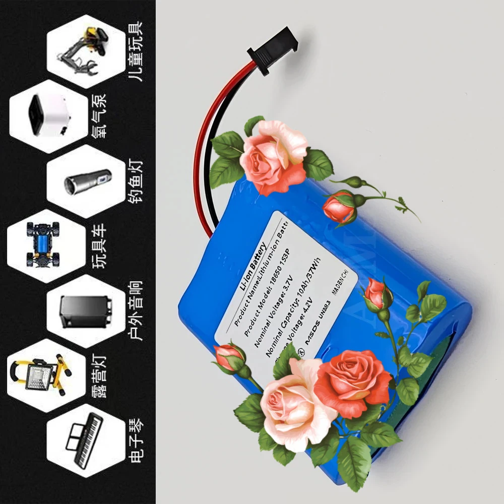 

Salon Rechargeable Battery Pack SM or XH2.54 Plug New 18650 3.7V 10000mAh 1S3P Battery Pack Lithium-ion Toy Beauty