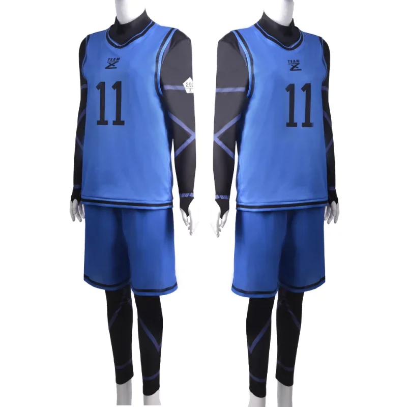 BLUELOCK Cosplay Costume Wig Chigiri Hyoma Isagi Yoichi Jersey Onesie Suit Anime Clothes Blue Sportswear Sport Wear Jerseys JS98