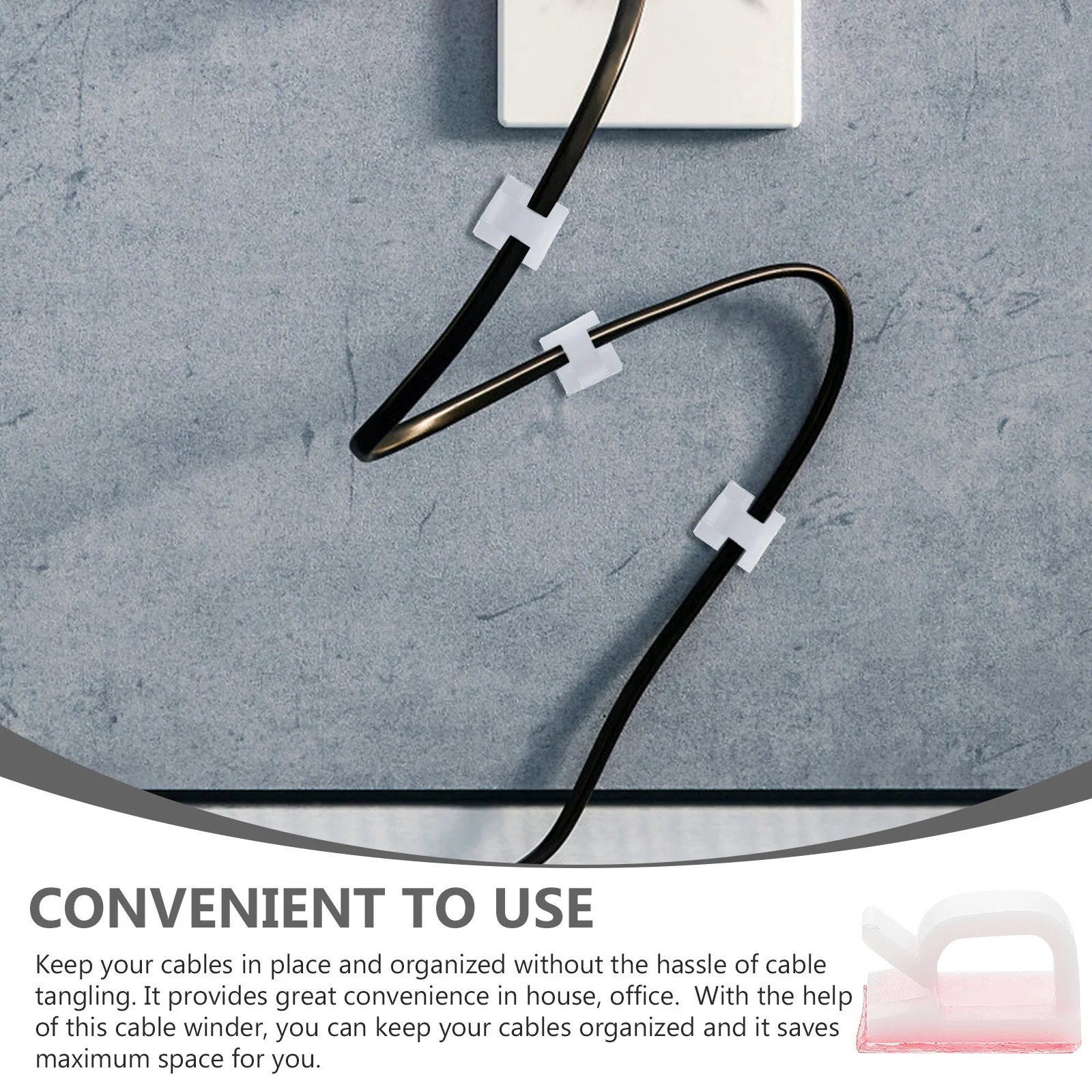 

50pcs Cable Holder Self-Adhesive Cord Organizer Clip Desktop For Headphone Data Line Storage Winder