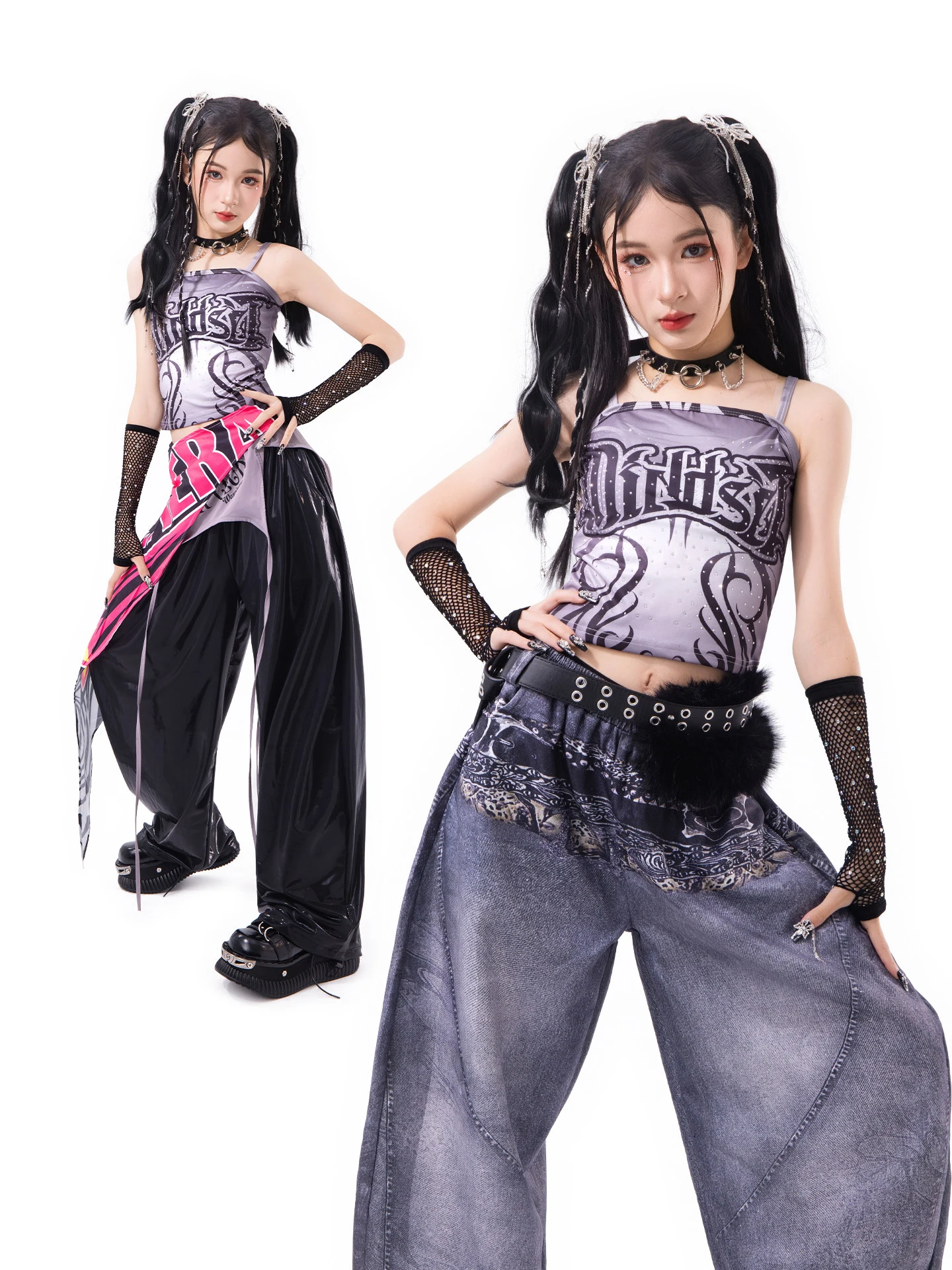 

2026 Ballroom Hip Hop Dance Costumes For Kids Vest Loose Pants Kpop Outfits Children Jazz Dance Performance Clothing DQS23078