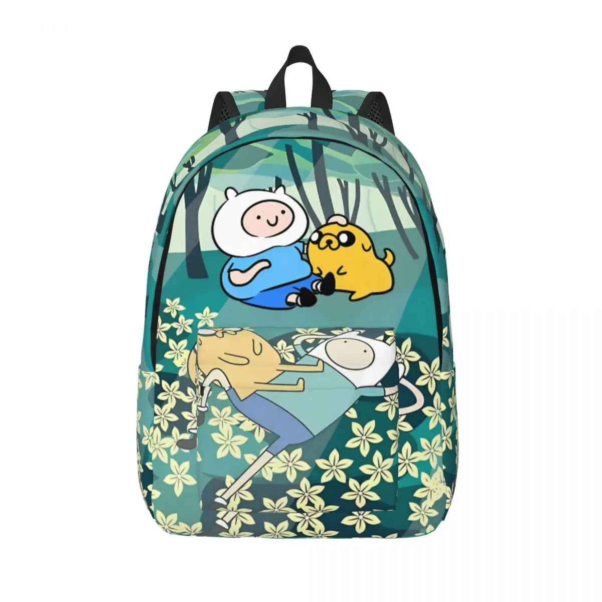 

Finn The Human Flowers Backpack for Kindergarten Primary School Student Adventures Bookbag Kids Canvas Daypack with Pocket