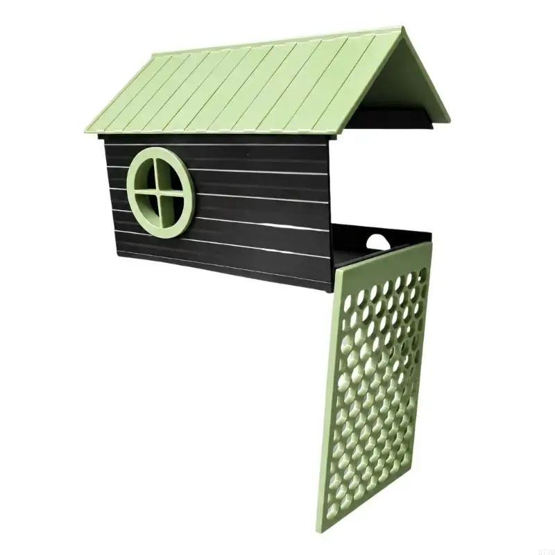 Suction Cup Crabitat Cave with No-Tool Placement, Pitched-Roof Shelter and Perforated Climbing Panel for Smooth Enclosure 37JD