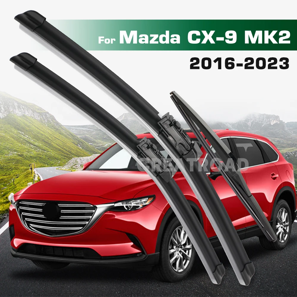 

GREATROAD Стеклоочиститель с левым и правым рулем, набор передних и задних щеток стеклоочистителя для Mazda CX-9 CX9 MK2 2016-2023 Щетки для лобового стекла и окон