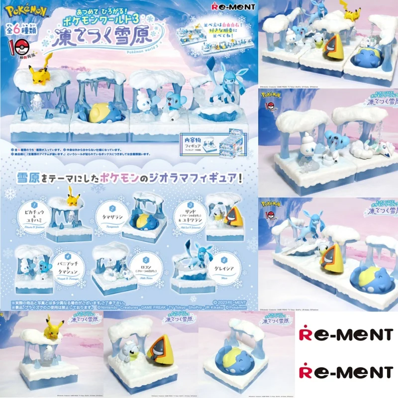 New Re-Ment Pokemon World Series 3: Frozen Snowfield Figure Anime Pikachu Vulpix Glaceon Cubchoo Spheal Figurine Doll Gifts