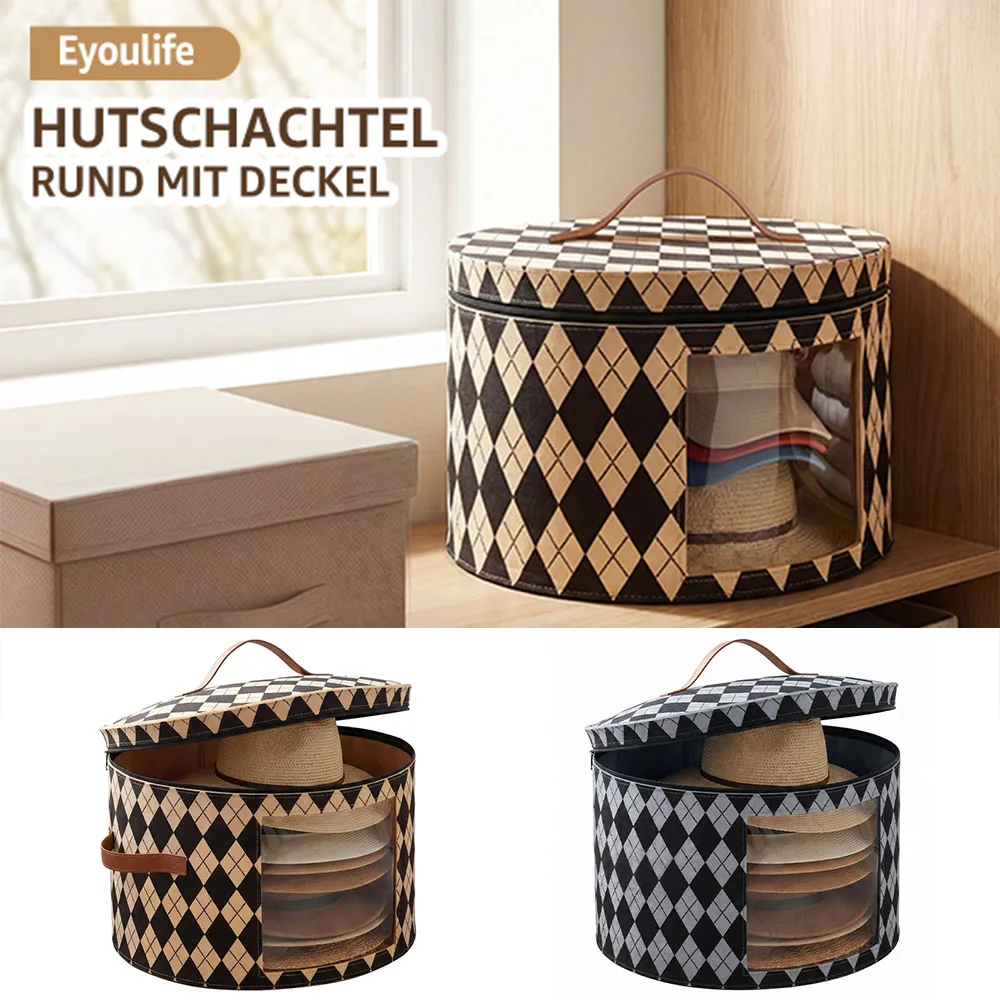 Staubdichte Aufbewahrungsbox für Hüte, faltbar, runde Cowboyhut-Box mit Reißverschluss, große Kapazität, Reisekappe, Bucket Hats, Spielzeug, Kleidung, Organizer – Detail 1