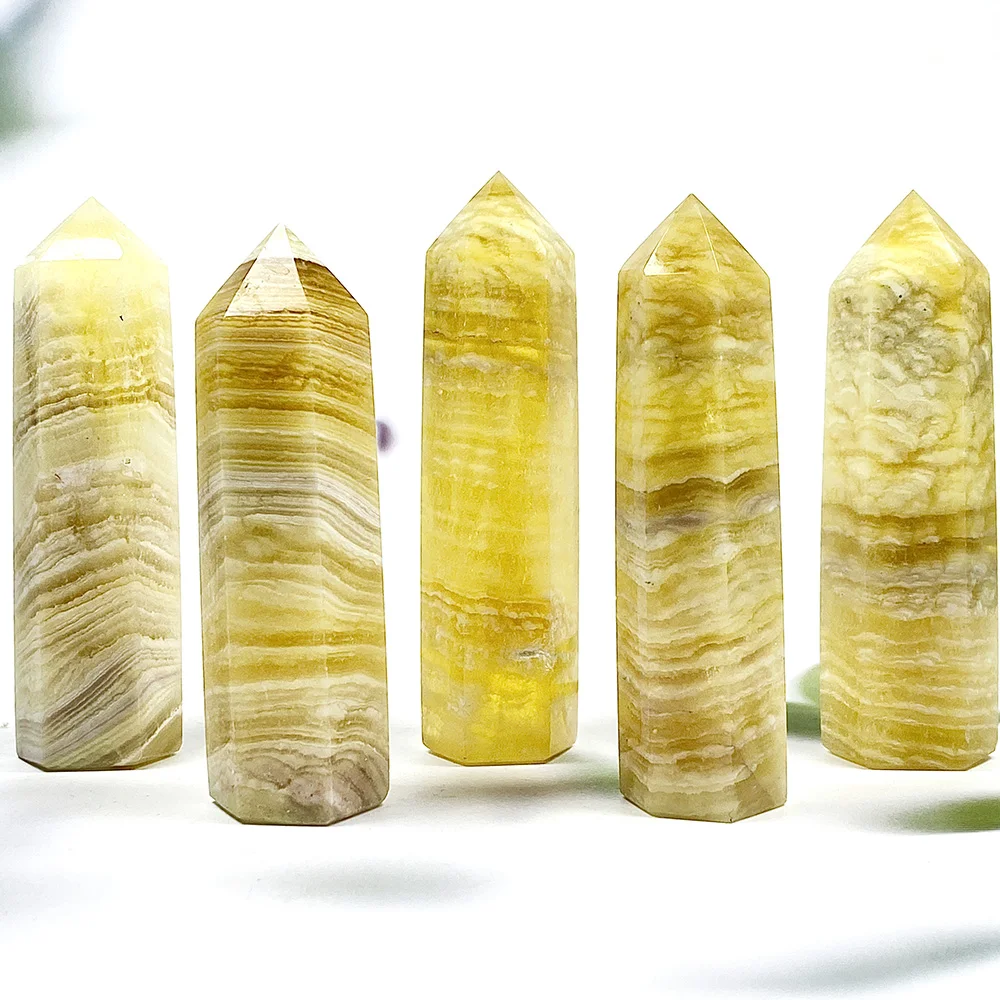 1PCS Natural Yellow Silk fluorite Crystal Tower Meditation Healing Energy Home Decor Crystal Gem Tower Gift