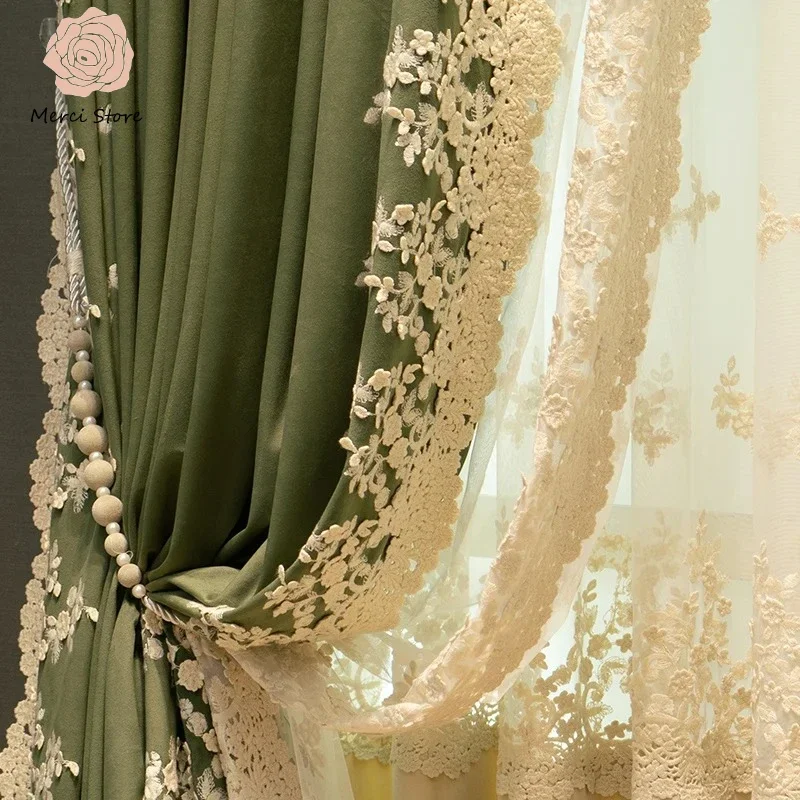 Vorhänge für Wohnzimmer, Schlafzimmer, individuell gestaltete Beige-Blatt-Jacquard-Vorhänge mit Golddraht-Relief, Verdunkelung, wärmeisoliert, Luxus-Dekor