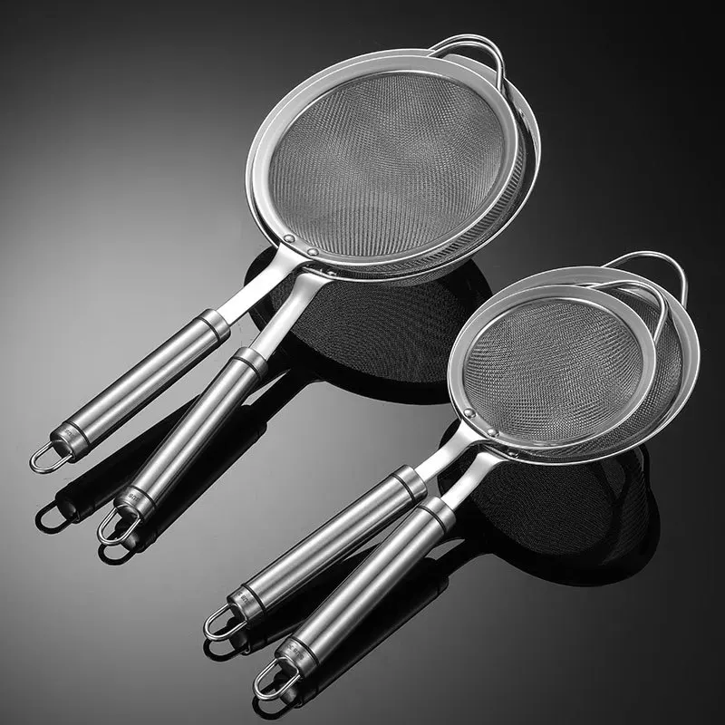 

30 Fine Mesh Stainless Steel Oil Conlander Filter Flour Sieve Food Strainer Round Handle Home Utensils in General Kitchenware