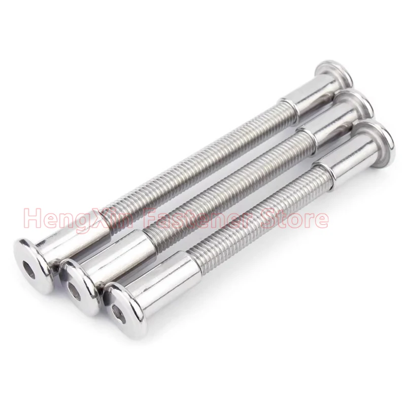 M5 M6 304 A2 Stainless Steel Lead Screw with Large Flat Hex Hexagon Socket Head Rivet Insert Joint Sleeve Length 16-500mm