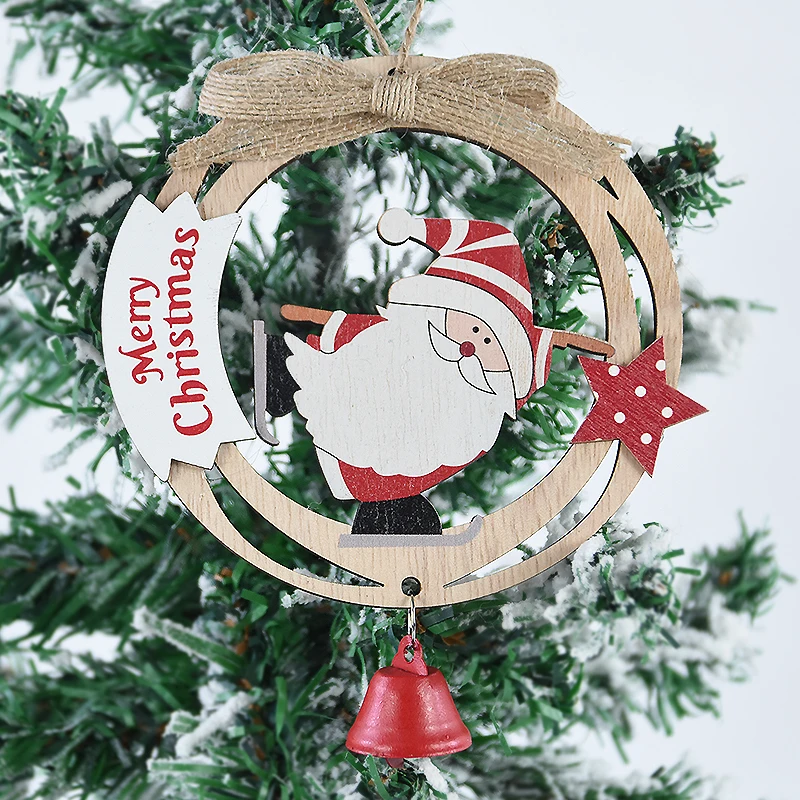 Christmas Wooden Pendant Santa Claus Snowman Reindeer Ornaments Xmas Tree Decoration Kids Toys New Year Birthady Gift Supplies