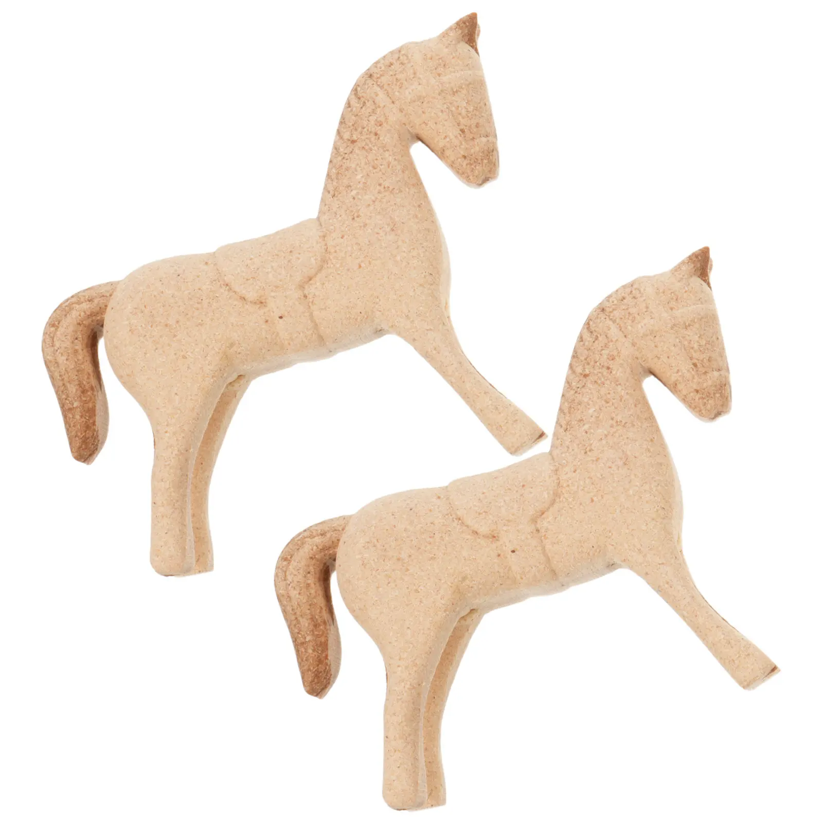 2Pcs Unfinished Wood Horse Carved Ornaments Paintable Creative Crafts for Desk Tabletop Western Home Decor Horse Shelf