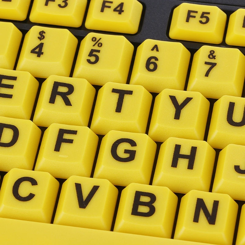 USB Keyboard Big Black Letter Print Yellow Button Keyboard For Elderly