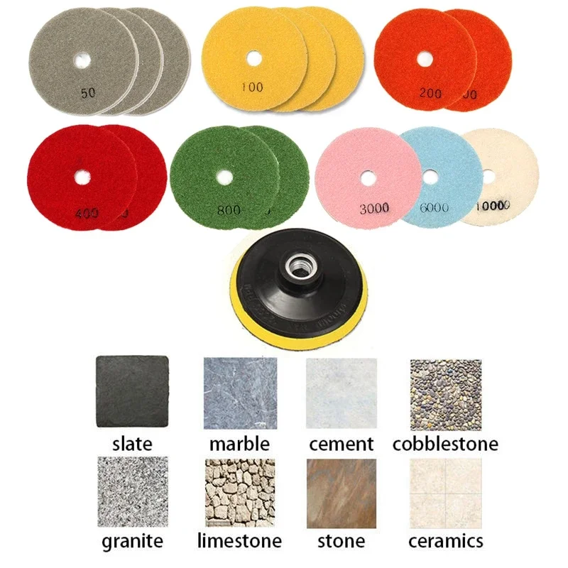 11pcs 3 inch 80mm Diamond Polishing Pads Kit Wet/Dry for Granite Stone Concrete Marble Polishing Use Grinding Discs Set