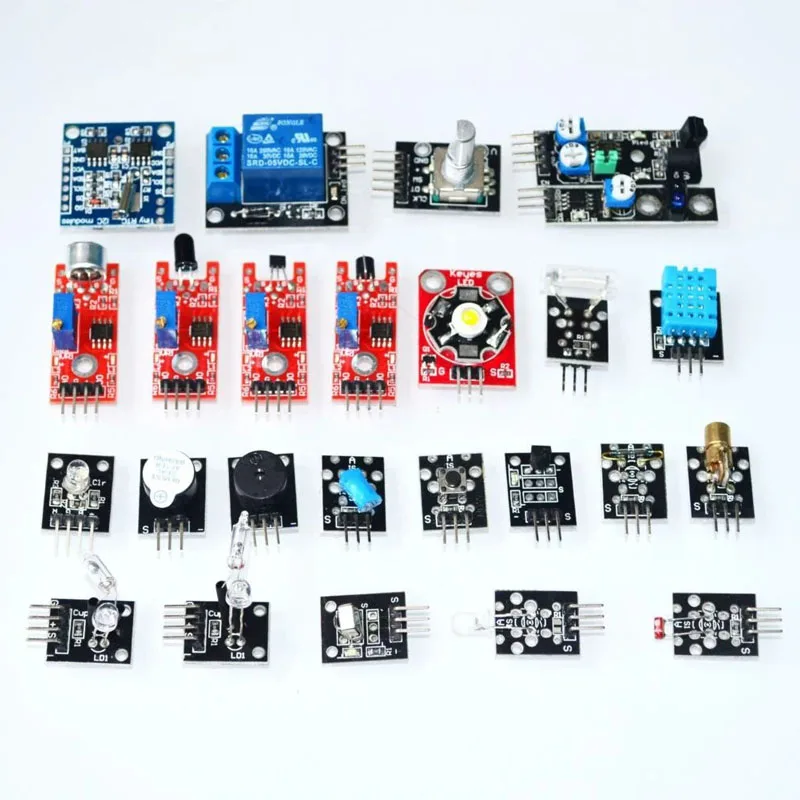 24 in 1 Sensor Kit 24 Entry-Level Sensor Module Set (Temp/Humidity/Ultrasonic/IR/Light) DIY Electronics Starter Kit for Arduino