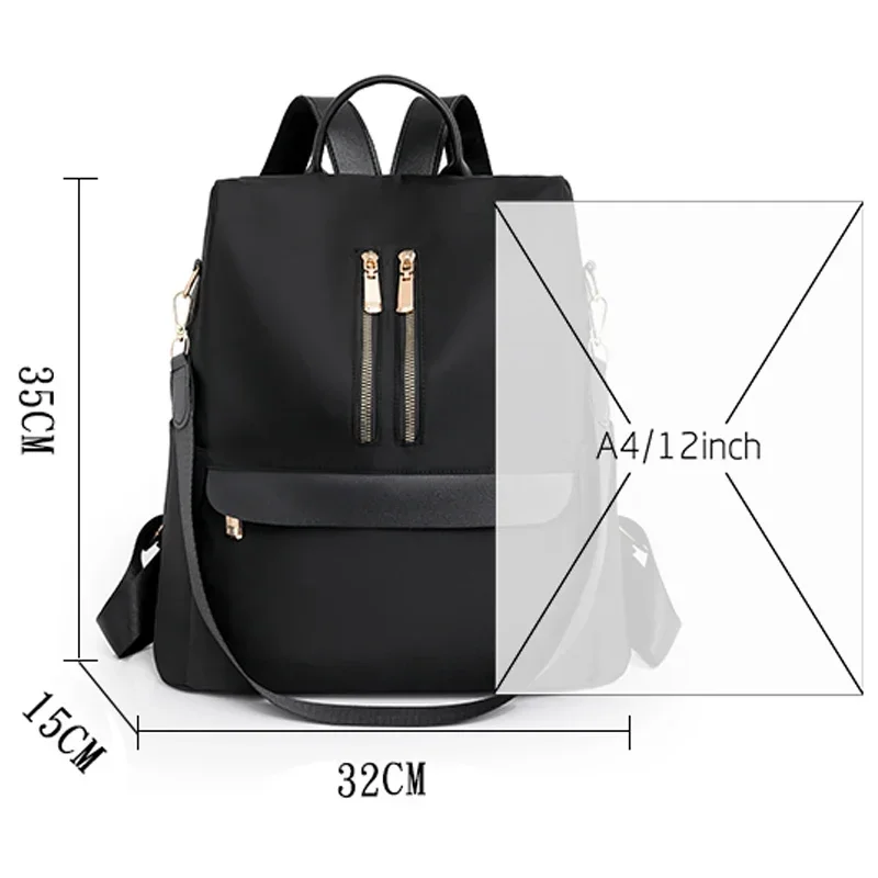 Sac à dos de voyage en nylon pour femme, sac à dos pour adolescente, sacs initiés décontractés, sac à dos pour femme, sac à main noir, design à la mode, 2023