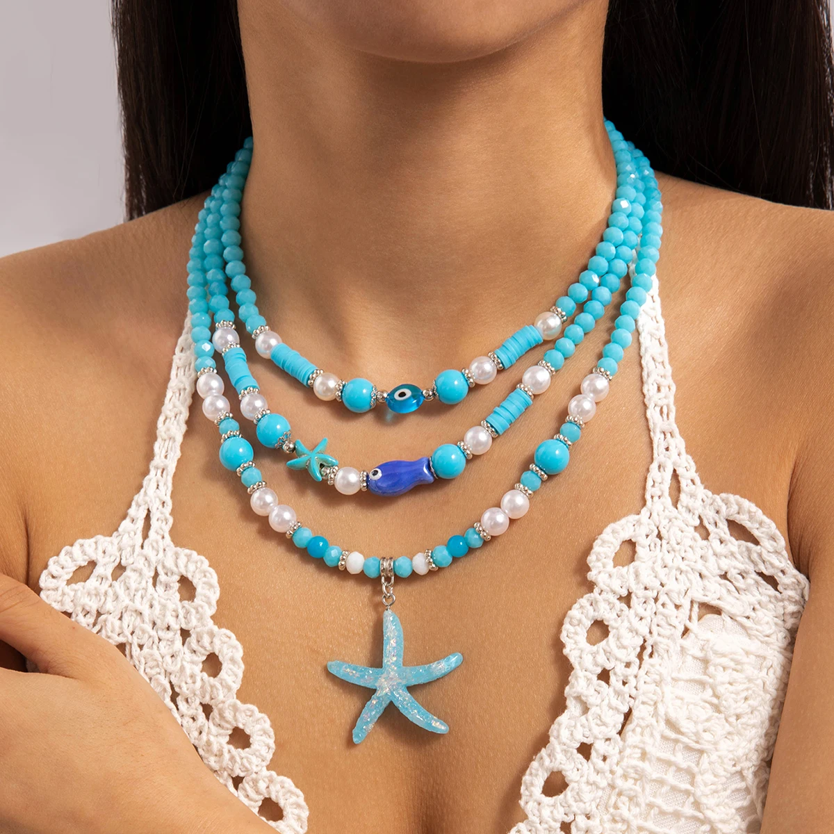 Tocona Bohemia Multicolour Bead Shell Pendant Necklace for Women Fashion Summer Adjustable Geometric Jewelry Holiday Beach Gift
