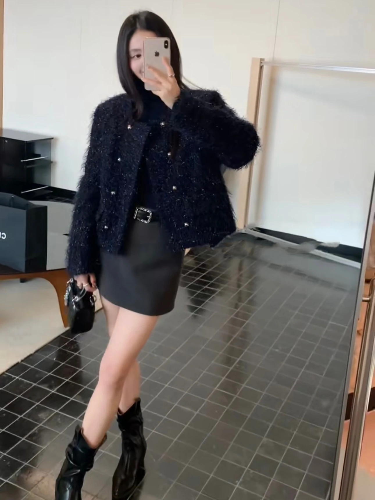 High Quali ort down Jaet 2025 Winter Faion Ele Lady Lightweight Luxury Feel Good Fit Straight Tube Long Sve