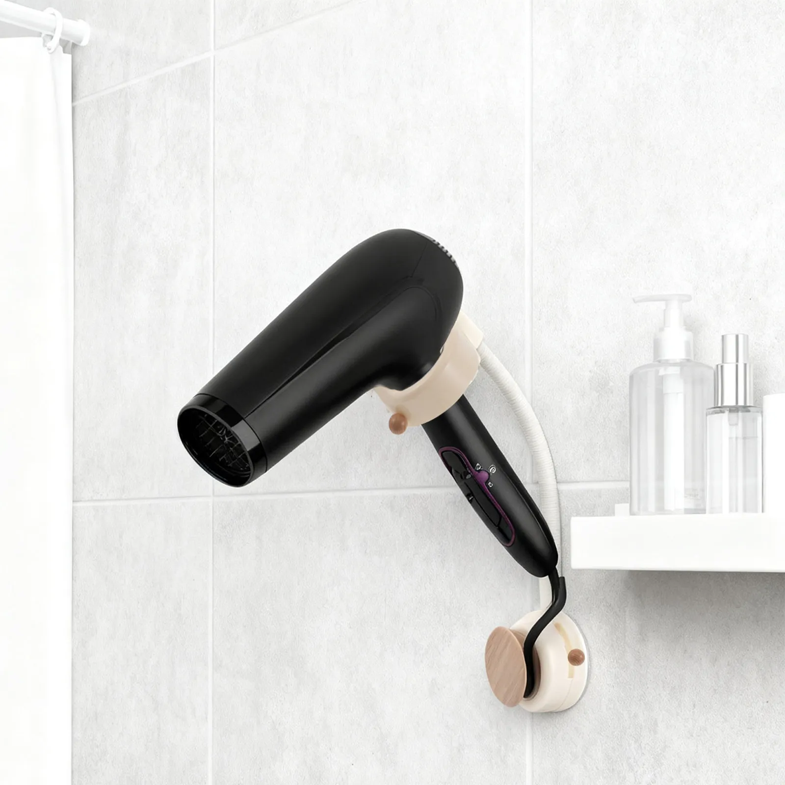 Suction Cup Hair Dryer Holder For Bedroom Dressing Table Business Travel Adjustable Wall Mount Clamp Strong Vacuum