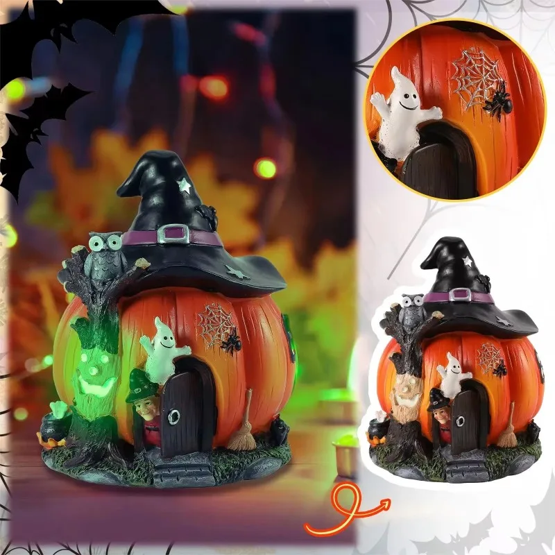 Halloween Witch ornaments garden luminous gifts resin crafts Trick Figurine Desktop Living Room Porch Party Scary Decorations