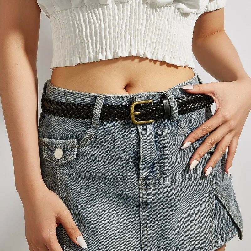 

Belt Women's Models Woven Vintage Skirt Accessories Ins Personality Style Belt Subculture Black Jeans Belt