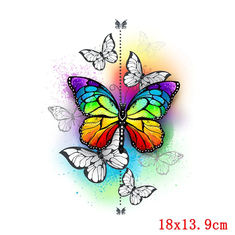 Prajna Butterfly Eiffel Tower Coloful Heat Transfers Iron On Patches For Clothes DIY Washable Stickers Applique