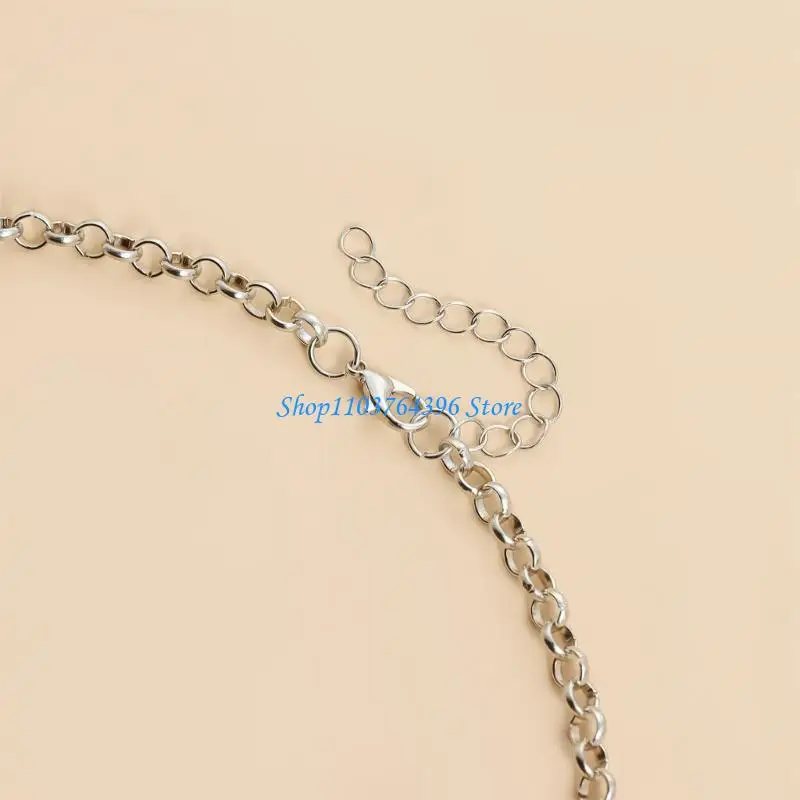 Edgy Gothic Punk Spliced Chain Necklace Adjustable Length Collarbone Chain For Alternative Enthusiasts