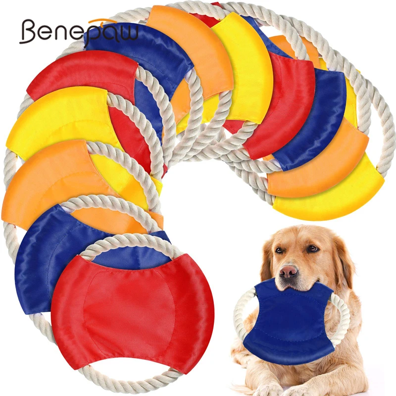 Benepaw Durable Cotton Dog Rope Toys Bite-resistant Soft Puppy Pet Flying Discs Large Medium Small Pet Training Throwing Play