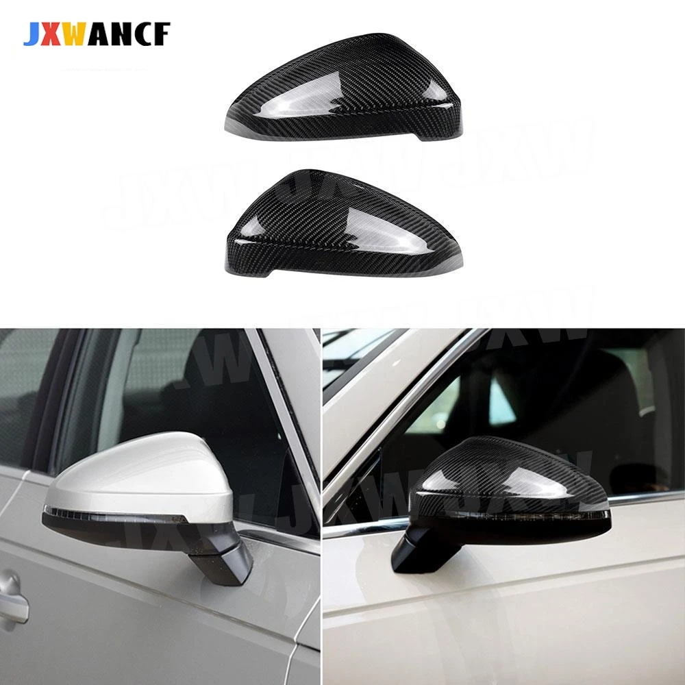 

JXWANCF 2PCS Carbon Fiber Side Rear View Rearview Mirror Covers Caps Replacement Style For Audi A4 S4 B9 A5 S5 2016 2017