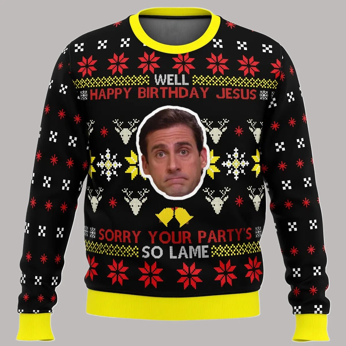 كاذبة مكتب القبيح عيد ميلاد سعيد سترة 2025/26 موضة جديدة الرجال المتضخم قناع السترة القمم الشتاء النساء البلوز