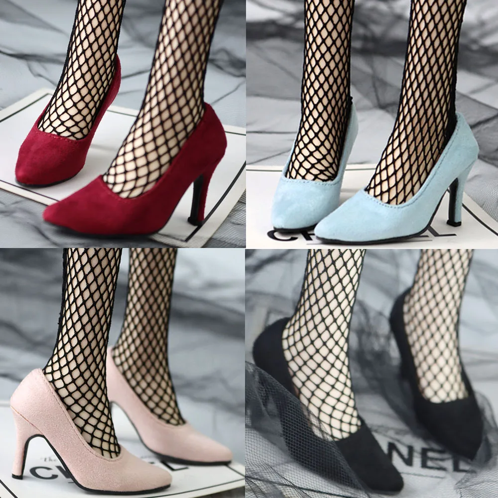 Toys BJD doll shoes Fits 60cm BJD DD SD Ball Joint Doll Fashionable suede heels black pink blue red