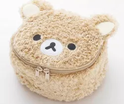 New Cute Anime Rilakkuma Bear Face Kids Girls Plush Stuffed Make up Bags Cosmetic Case For Women