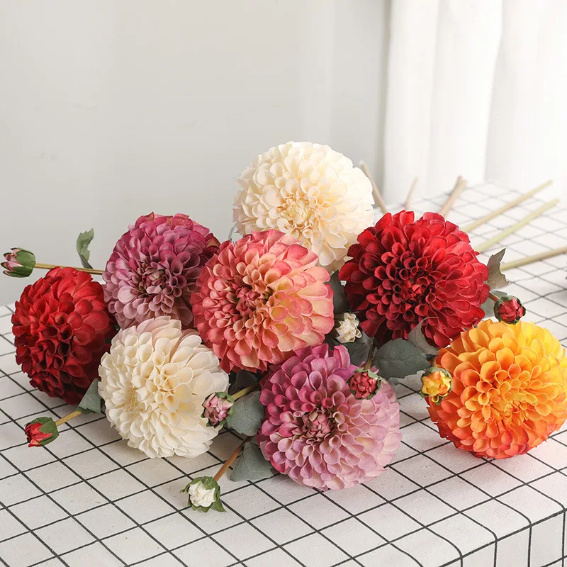 Artificial flowers High-end Dahlia chrysanthemum living room room decoration flower arrangement DIY artificial flowers