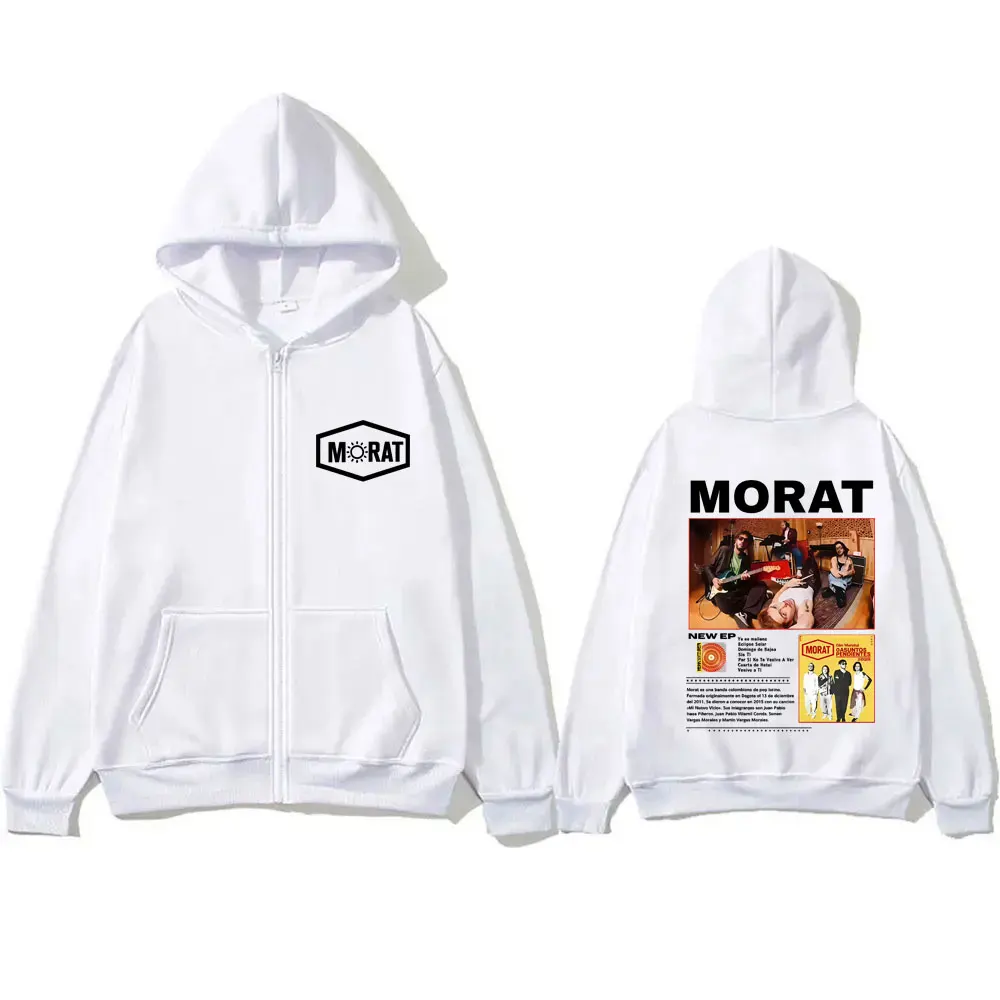 

Morat Band Asuntos Pendientes 2025 Merch Zipper Hoodie Male Fashion Pop Music Streetwear Men's Vintage Oversized Zip Up Jacket