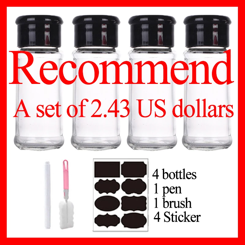 1/4/8Pcs Jars for Spices Kitchen Salt Shaker 100ML Spice Containers for Condiments Barbecue Seasoning Shaker Bottles Salt Pepper