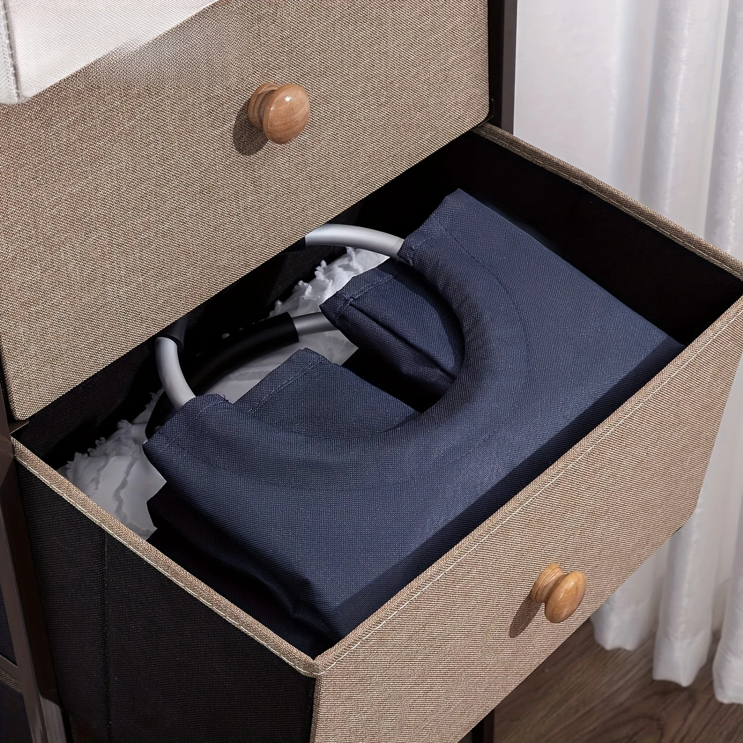 1pc Laundry Basket, Fabric Large Collapsible Laundry Hamper, Tall Laundry Bag With Handles, Portable Washing Bin