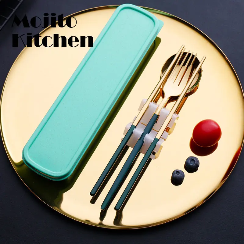 

304 Tableware Set Portable Cutlery Dinnerware High Quality Stainless Steel Knife Fork Spoon Travel Flatware with Box