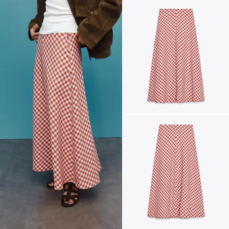 

Новинка Весны: Женская юбка миди в клетку ZA2025 – Элегантный повседневный стиль, китайский этнический дизайн, для сценических выступлений