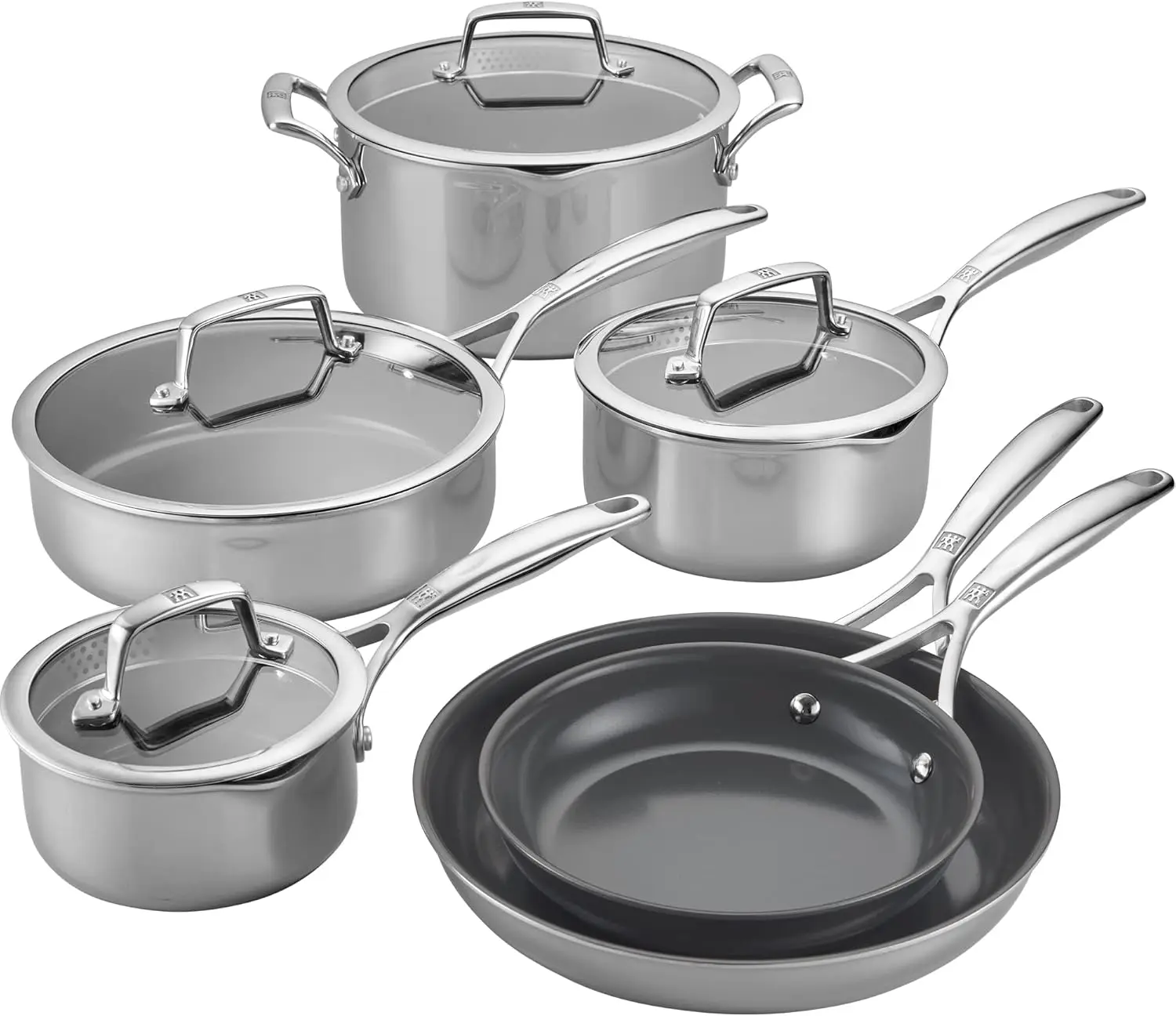 10-pc Stainless Steel Ceramic Nonstick Cookware Set