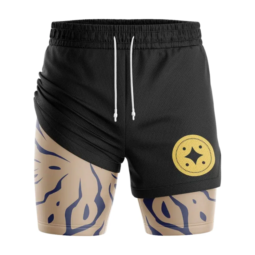 Naruto One-Tailed Beast Shukaku Pantalones cortos unisex 2 en 1 de alto rendimiento para verano, transpirables, de secado rápido, para correr y entrenar